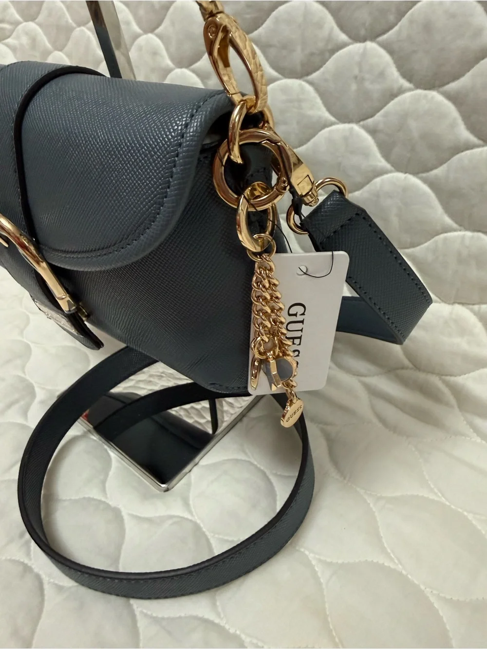 GUESS Los Angeles Harlow Saffiano Crossbody Bag with Gold Hardware